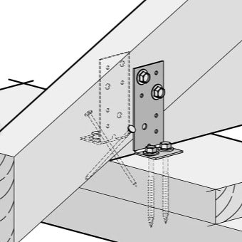 ECKO 16kN TRUSS FIXING KIT (CPC): 2 x ECKO CPC80, 8 x 14g x 35mm Zinc Hex Head Screws, 8 x 14g x 75mm Zinc Hex Head Screws