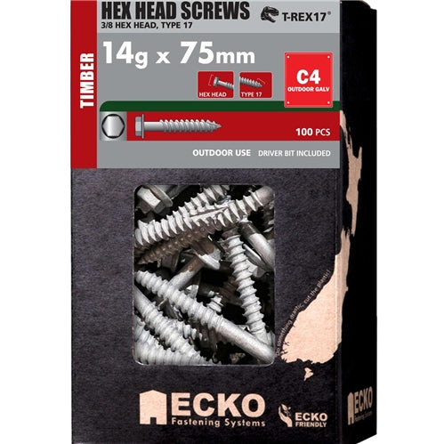 ECKO WOOD 3/8 HEX HEAD SCREW GALV NO NEO