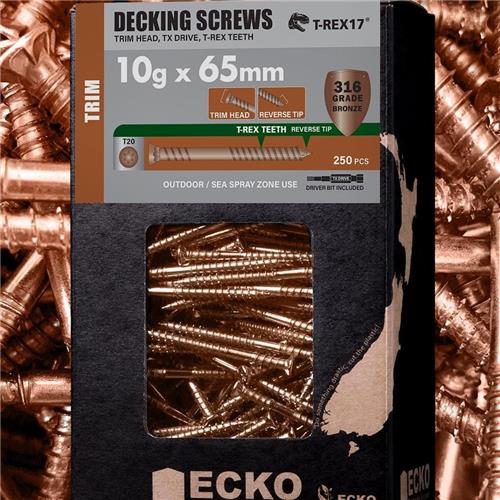 ECKO DECKING SCREW 316 SS BRONZE 10G X 65mm 250 PK