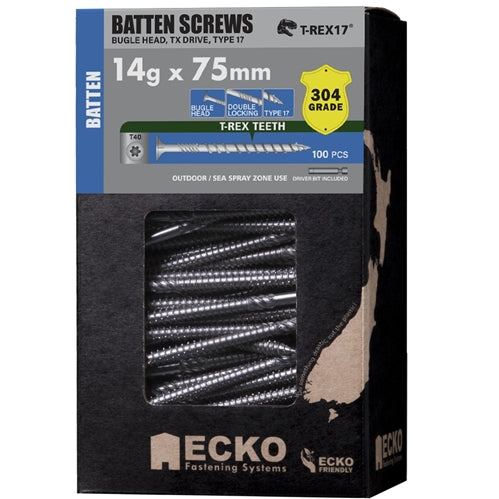 ECKO BUGLE BATTEN 304 S/STEEL SCREWS 14G