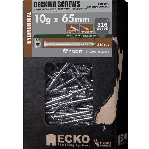 ECKO DECKING SCREW 316 S/STEEL CYLINDRICAL HEAD